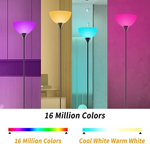 PESRAE RGB Floor Lamp, Stepless Brightness & Color Temperature