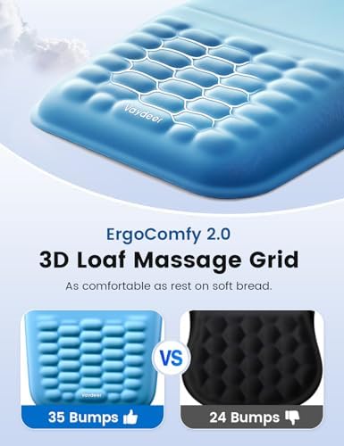 Vaydeer Ergonomic Mouse Pad with Wrist Rest – Memory Foam Mouse Pad with Wrist Support & Massage Bulge, Non-Slip PU Base, Relieves Carpal Tunnel Pain – Ideal Mouse Wrist Rest for Office & Home (Blue)
