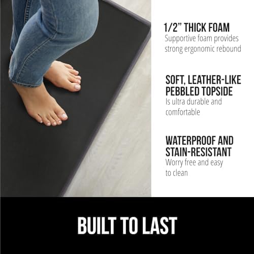 GORILLA GRIP Cushioned Kitchen Mats for Floor, 2 PK, 17x29+17x59, Black