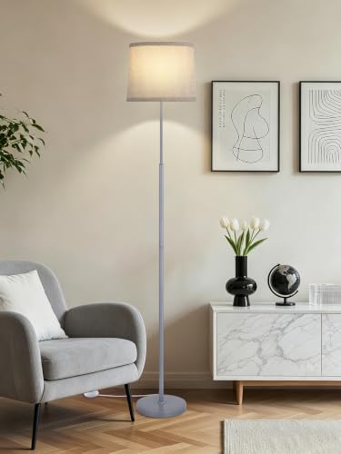 60" Modern Floor Lamp with Linen Shade, 3 Color LED Bulb & Foot Switch