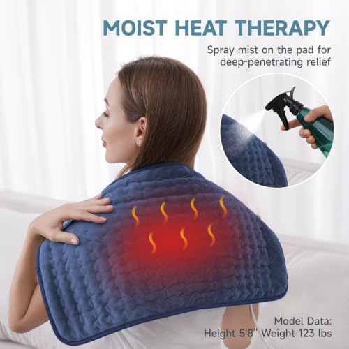 Long Heating Pad for Legs and Back Pain Relief, 33"x17" Electric Heat Wrap with Moist/Dry Option, 6 Heat Settings, Auto Shut-Off, Muscle Recovery Gift for Athletes