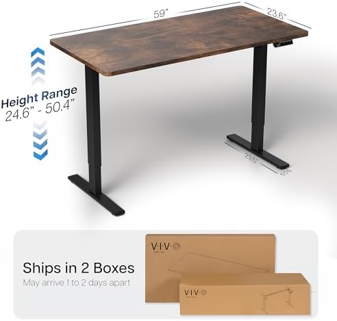 VIVO Rustic Vintage Brown 60 x 24 in Standing Desk, DESK-KIT-2B6N