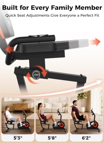 YOSUDA Recumbent Exercise Bike for Home，Magnetic Staionary Bike for Seniors