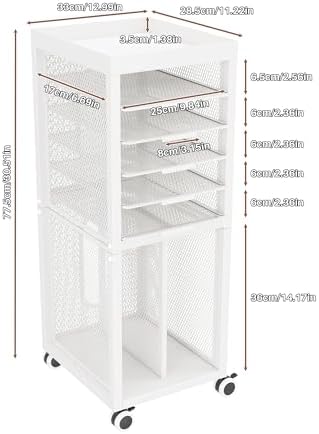 Rolling File Cart with 4 Dividers, Mobile File Cabinet with Wheels