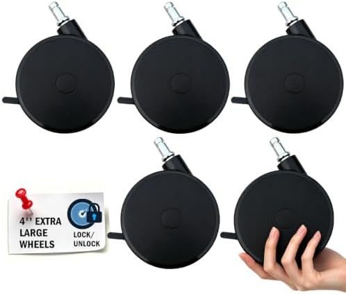 5-Pack 4" Extra Large Locking Chair Wheels for Carpet Hard Floors