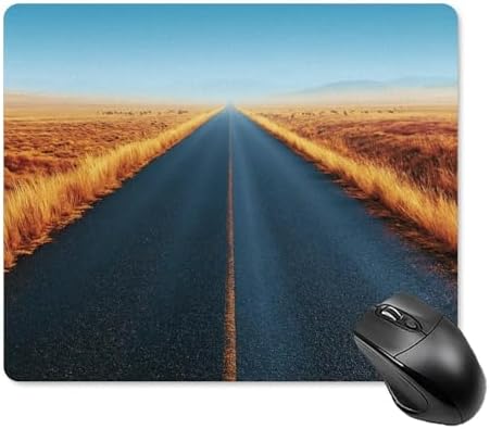 Straight Empty Asphalt Road Stretching to Horizon Mouse Pad, Small Office Computer Mouse Pads for Desk Laptop with Non-Slip Rubber Base Mouse Mat, Gaming Mouse Pads