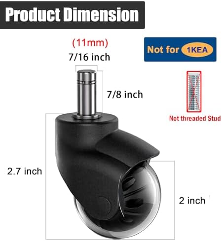 Office Chair Wheels 2 Inch Ball Rubber Chair Casters Replacement