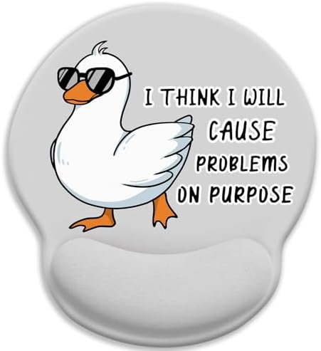 LIMKRIAN Funny Duck Ergonomic Mouse Pad with Gel Wrist Rest, 9.8 x 8.6 in