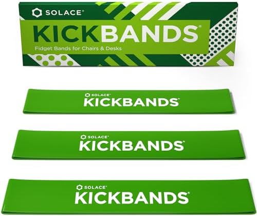 KICK BANDS Chair Bands for Kids with Fidgety Feet 3-Pack - ADHD Fidget Kickbands for Classroom Chairs & Desks - Solace Sensory Kickband (GREEN)