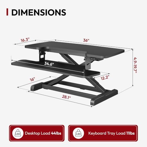 SANODESK 35" Electric Standing Desk Converter,Height Adjustable Riser for Office Home, Monitor and Laptop Workstation with Large Keyboard Tray, Black Color