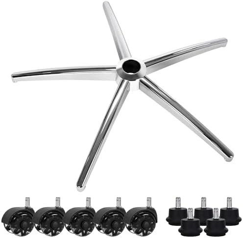 Office Gaming Chair Metal Base Replacement Part with 5 Wheels 5 Bell Glides
