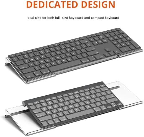Richboom Computer Keyboard Stand Tilt PC Keyboard Stand Riser for Easy Ergonomic Typing, Acrylic Keyboard Tray Holder for Office Desk, Home, School, with Silicone Anti-Slip Case, Clear