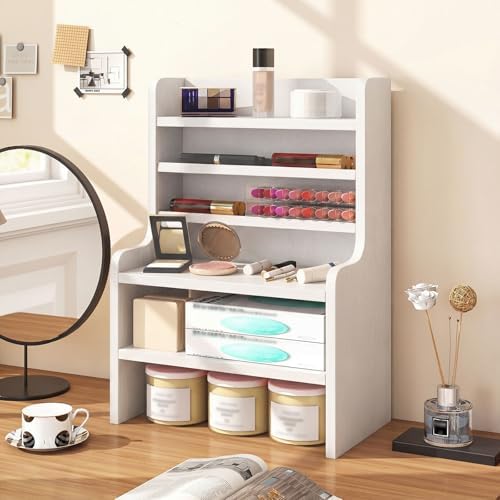 Tangkula 6-Tier Desktop File Organizer, Wooden Mail Letter Tray Organizer with 2 Removable Shelves for Papers, Folders & Office Supplies, Space-Saving Desktop File Holder for Small Spaces Home Office