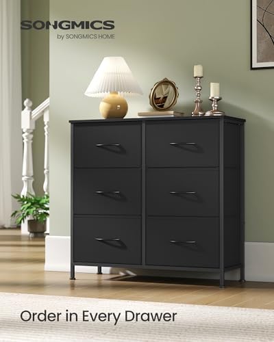 SONGMICS Dresser for Bedroom, Tall Dresser with 6 Fabric Drawers