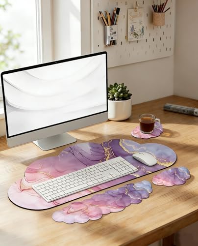 JIKIOU Ergonomic Keyboard Wrist Rest &Large Mouse Pad&Mouse Wrist & Cup Pad