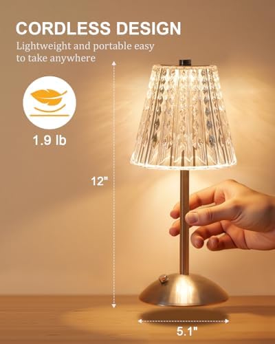 Nusogon Cordless Touch Table Lamp, LED Rechargeable Small Dask Lamp