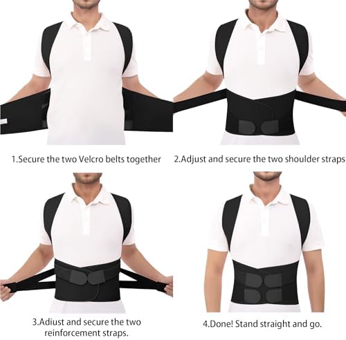 Back Brace Posture Corrector for Women and Men Adjustable Shoulder Straightener Helps Reduce Upper Lower Back Pain Relief Support Hump Scoliosis Hunchback Slouching Kyphosis Traction Correction Syste Black Small