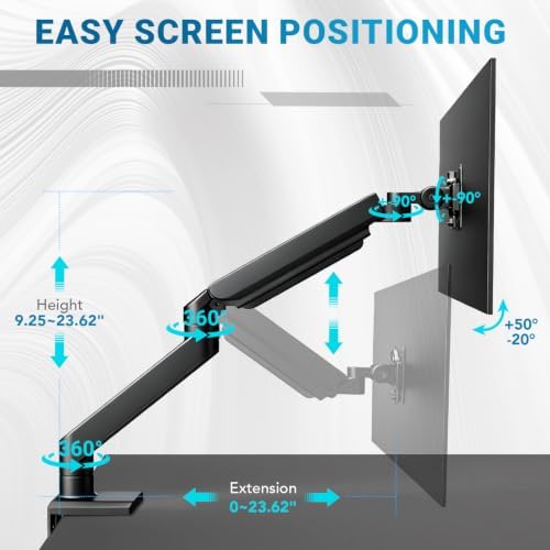 Heavy Ergonomic Single Monitor Arm Desk Mount for up to 57"Screens