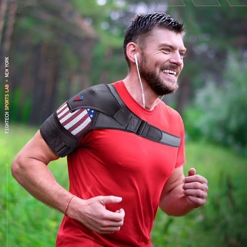 FIGHTECH Shoulder Brace for Men and Women | Compression Support for Torn Rotator Cuff and Other Shoulder Injuries | Left or Right Arm (USA, Large/X-Large)