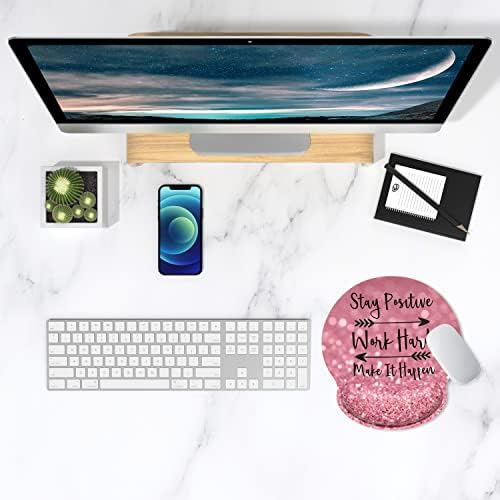ITNRSIIET Ergonomic Mouse Pad with Wrist Support Wrist Rest Smooth Surface Non-Slip Rubber Base Comfortable Office Supplies Pain Relief, 9.8 x 9.1 inches, Pretty Inspirational Quotes