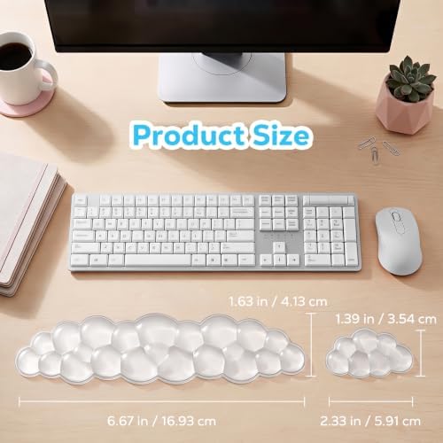 Moko Gel Cloud Wrist Rest for Keyboard and Mouse, Clear White