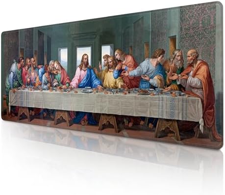 Mouse Pad with Last Supper – Religious Scenario Desk Pad – Portable Computer Mousepad – Gaming, Office, Waterproof, Non-Slip, Stitched Edges 31.5 x 11.8inches x 3mm