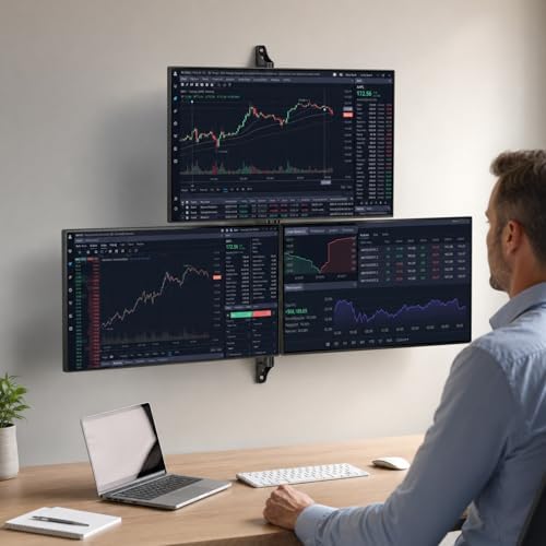 WALI Stacked Triple Monitor Wall Mount for 49" Curved and Dual 34" Monitors