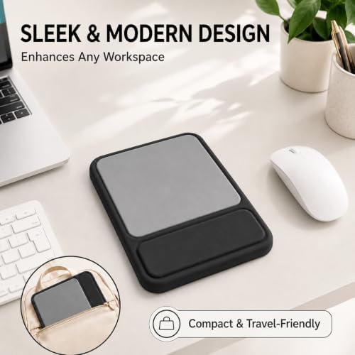 eulps Mouse Pad with Wrist Rest, Ergonomic Memory Foam Mousepad with Soft Wrist Support, Non-Slip PU Base, Smooth Surface for Office, Pain Relief for Laptop & Gaming (Classic Black)