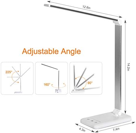 LED Desk Lamp, Eye-Caring Stepless Dimmable Office Table Lamp with USB Charging 4000mAh Battery, Foldable,Touch, 30/60minsTimer,5 Lighting Modes with 5 Brightness Levels