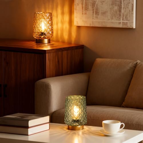 MJ PREMIER Battery Operated Lamp Small Cordless Lamp with Timer Green
