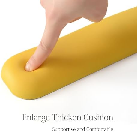 UnivoColors Design-Wave Keyboard Wrist Rest, Artificial Sheepskin+Memory Foam+Ergonomic+Anti-Slip Gel, Resilience Support During Work and Gaming,Keyboard Accessory,Yellow