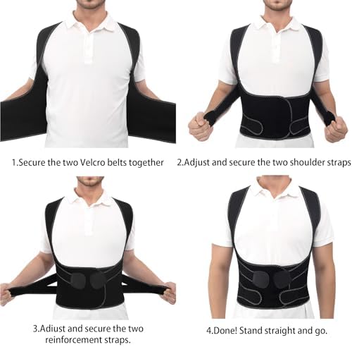 Posture Corrector for Women and Men Back Brace Lower Comfortable Back Support Straightener Pain Relief Slouching Kyphosis Lnvisible Under Upper Hunchbac Hump Scoliosis Adjustable Uprigh Black Small