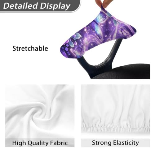 Office Chair Arm Rest Cover Set of 2 Butterfly Floral Printed Soft Fabric Gaming Chair Armrest Covers with Elastic Edge Anti-Slip Gaming Chairs Arm Rest Slipcover, Easy to Install & Clean