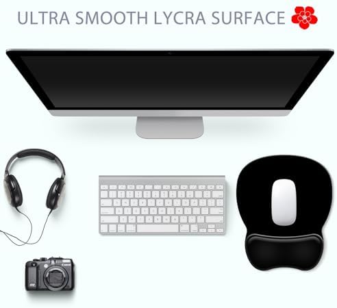 Ergonomic Mouse Pad with Wrist Rest, Comfortable Gel Concave Mouse Pad with Non-Slip Base, Pain Relief Mouse Pads with Smooth Wrist Support for Gaming, Office, Home (Black)