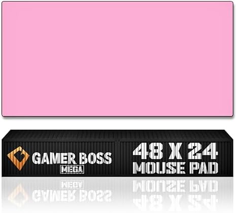 Gamer Boss - Gaming Mouse Pad - 48 x 24 Inches - 4mm Thick with Stitched Edges, Non-Slip Rubber Base, Premium Cloth Mousepad, Desk Mat for Laptop, Keyboard, Computer & PC (Mega, Pink)