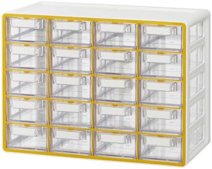 Blue Ginkgo 20-Drawer Storage Cabinet Organizer, Yellow, Made in Korea
