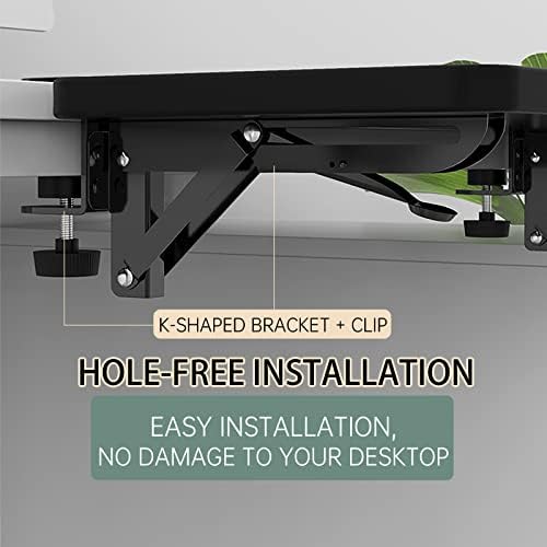 Sisyphy Ergonomics Desk Extender Tray, 11.8x5.9" Punch-Free Clamp on, Foldable Keyboard Drawer Tray, Table Mount Arm Wrist Rest Shelf, Computer Elbow Arm Support