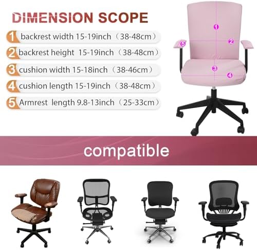Tallew 4 Pcs Office Chair Covers Set Computer Armrest Slipcover Seat, Pink