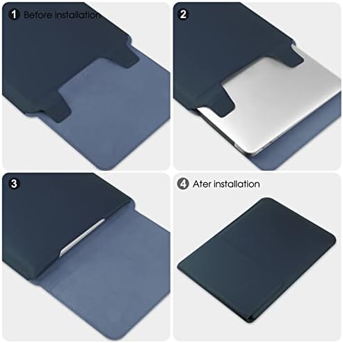 HoYiXi 15 16 Inch Laptop Sleeve Case Leather Bag for MacBook Pro 16 2021 & 2019/ASUS Vivobook 15/Huawei MateBook D15/HP 15.6" PC/MacBook Pro 15/Surface Laptop 3/Dell Inspiron 15/IdeaPad, Navy