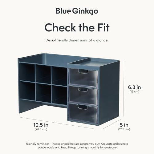 Blue Ginkgo Stackable Desk & Pen Organizer, Blue, Made in Korea