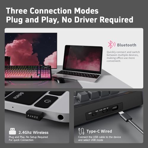 NACODEX Ajazz AK980 V2 Pink Gaming Machanical Keyboard Gift Switch Full Size RGB Gasket Mount 10000mAh Triple Modes Custom Keyboard with Five Layer Pad | Knob Control