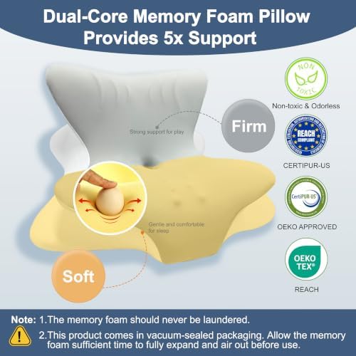 Cervical Neck Pillow for Pain Relief, Ergonomic Reading Pillow for Bed
