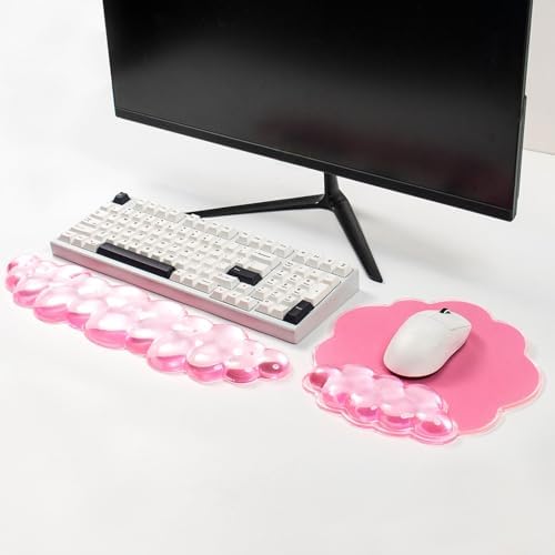 Pink Cloud Gel Wrist Rest for Keyboard and Mouse - Ergonomic Mouse Pad