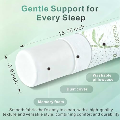 Cervical Neck Roll Pillow – Memory Foam Bolster Pillow for Neck & Back Support, Ergonomic Cylinder Pillow with Washable Cover for Side Sleepers, Lumbar, Knee & Leg Support