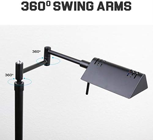 O'Bright Brook Adjustable Dimmable LED Pharmacy Floor Lamp, Black