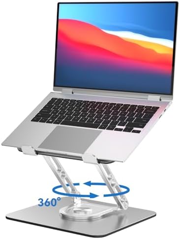 Laptop Stand for Desk Adjustable Computer Stand with 360 Rotating Base Ergonomic Laptop Riser Mount for Desk Foldable Protable Computer Desk Fits with MacBook Pro Air, Rectangle