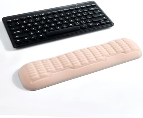 UnivoColors Memory Foam Keyboard Wrist Rest,Latest 3.0 Wave Curve Design,High-Resilience Memory Foam Non-Slip Base,Fits Compact Keyboards,Ideal for Work and Gaming(Flesh Pink)