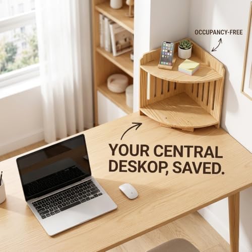 2-Tier Corner Desk Shelf Organizer – Right-Angle Desktop Storage Rack