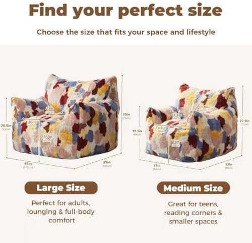 Achicsofar Bean Bag Chair for Adults Teens, Comfy Faux Fur Beanbag Armchair