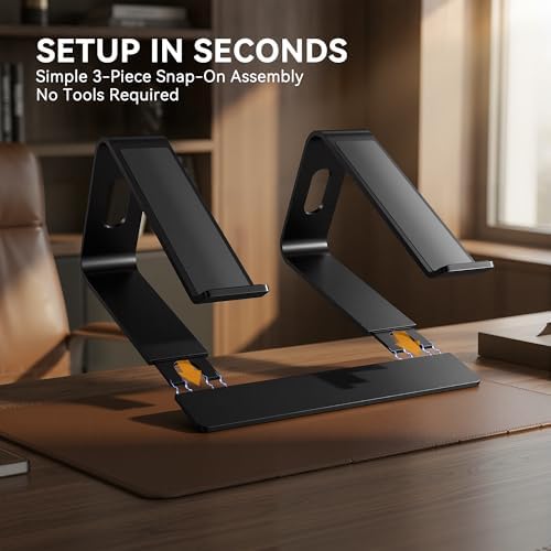 SOUNDANCE Laptop Stand, Aluminum Ergonomic Desk Riser, 10-15.6",Black